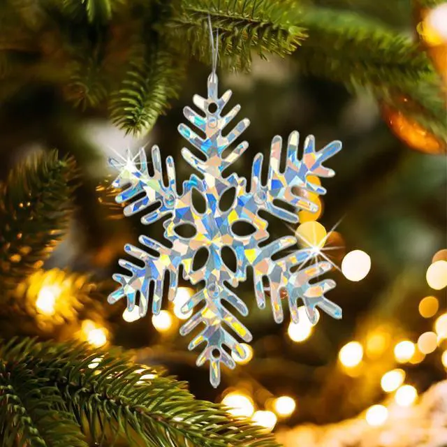 Alt view image 2 of 7 - 36 Pack Christmas Ornaments Snowflakes Decorations - Iridescent Plastic Snowflakes Hanging Decorations for Winter Holiday Christmas Birthday Party Decoration Supplies