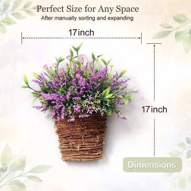 Alt view image 3 of 7 - Wildflower Door Hanging Basket, Spring Front Door Wreath for Porch Farmhouse Decor, Artificial Seasonal Flowers Hanging Ornament (Wildflower)