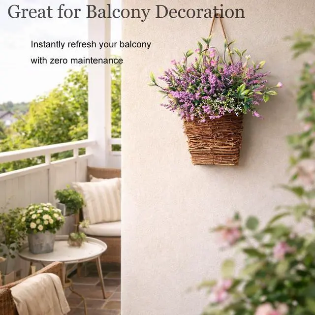Alt view image 4 of 7 - Wildflower Door Hanging Basket, Spring Front Door Wreath for Porch Farmhouse Decor, Artificial Seasonal Flowers Hanging Ornament (Wildflower)