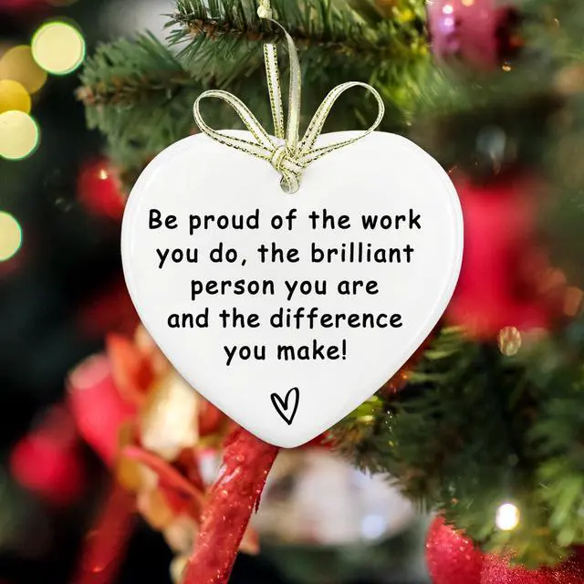 Alt view image 4 of 7 - Be Proud of The Work You Do Heart Ornament, Sentimental Ceramic Friendship Hanging Plaque Gift for Best Coworker Friends Sister, Long Distance Support Gift, Home Wall Door Car Hanging Decor