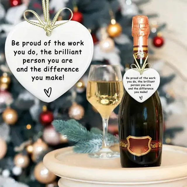 Alt view image 3 of 7 - Be Proud of The Work You Do Heart Ornament, Sentimental Ceramic Friendship Hanging Plaque Gift for Best Coworker Friends Sister, Long Distance Support Gift, Home Wall Door Car Hanging Decor