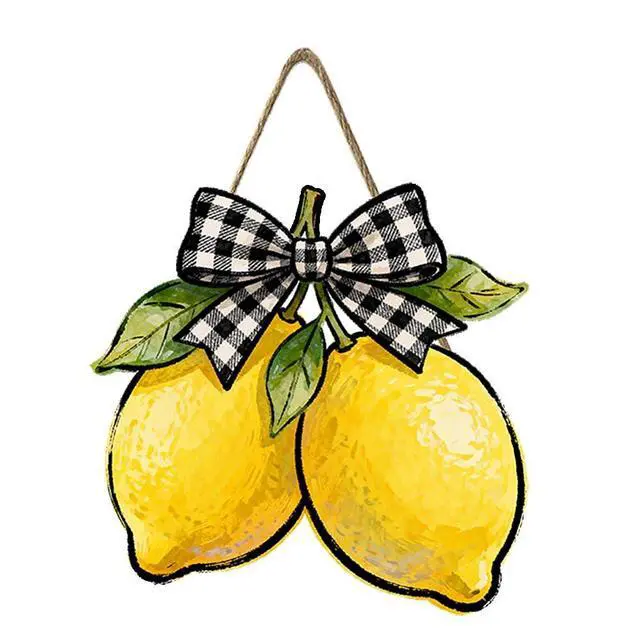 Main image of Lemon Welcome Door Sign for Front Door Spring Summer Hanging Wreath 10"x10" Fresh Lemon Wood Sign Front Door Farmhouse Fall Wall Porch Art Home Kitchen Living Room Indoor Outdoor Ornaments