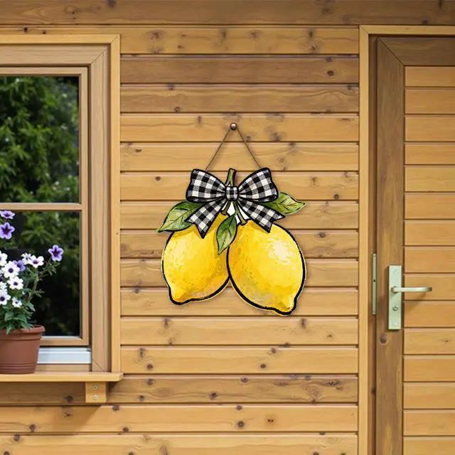 Alt view image 7 of 7 - Lemon Welcome Door Sign for Front Door Spring Summer Hanging Wreath 10"x10" Fresh Lemon Wood Sign Front Door Farmhouse Fall Wall Porch Art Home Kitchen Living Room Indoor Outdoor Ornaments