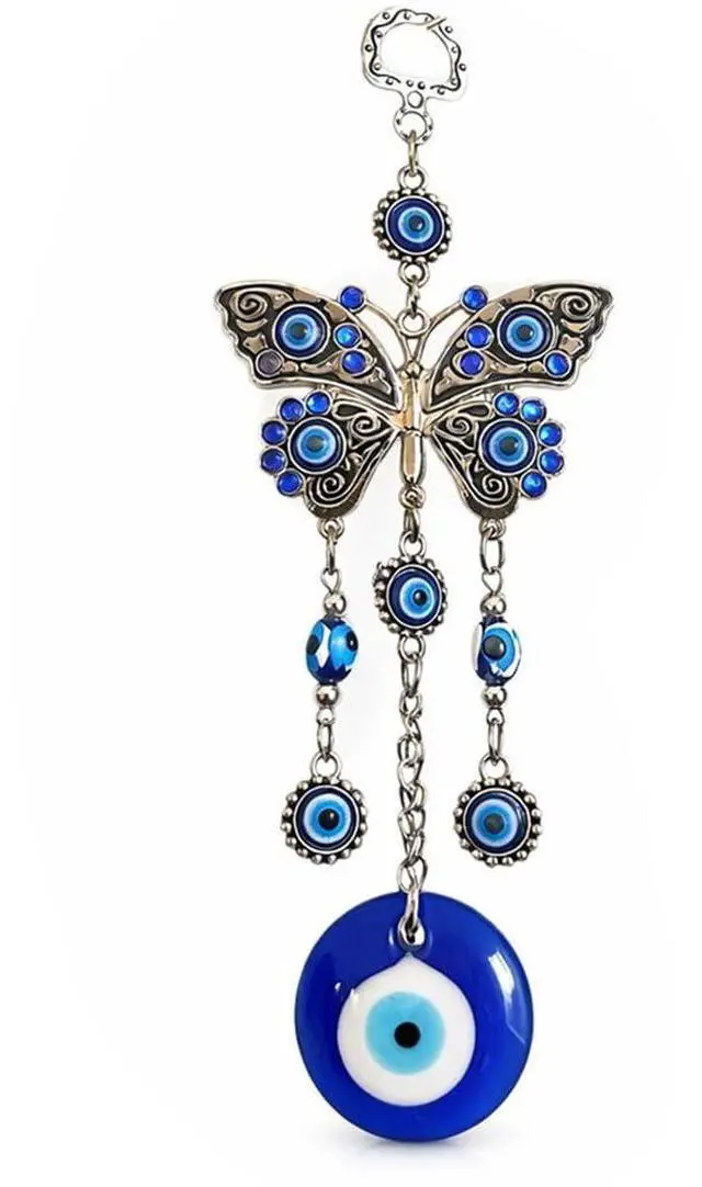 Main image of Turkish Blue Evil Eye with Butterfly Hanging Decoration Ornament (Butterfly)