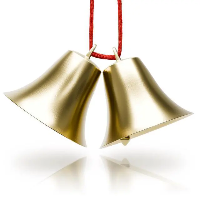 Main image of Bells for Door Knob 2 Pack 2" × 1.8" Vintage Brass with Hanging Loop, Small Bell with Clear Ringing Sound for Home Entry, Office & Shopkeepers Hanging Bell for Door Opening, Crafts & Holiday Decor