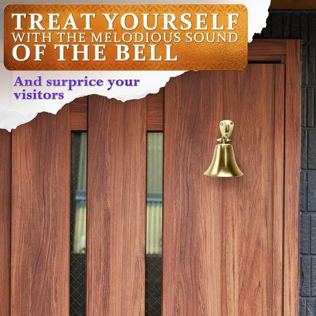 Alt view image 5 of 7 - Bells for Door Knob 2 Pack 2" × 1.8" Vintage Brass with Hanging Loop, Small Bell with Clear Ringing Sound for Home Entry, Office & Shopkeepers Hanging Bell for Door Opening, Crafts & Holiday Decor
