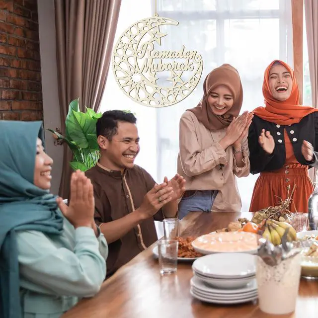 Alt view image 3 of 7 - Ramadan Decorations Eid Mubarak Wreath Door Sign Wooden Hanging Signs, Kareem Hollow Ornament Moon and Stars, Moon Shape Ramadan Mubarak Party Wood Wall Hanger for Islamic Muslim Home Decor
