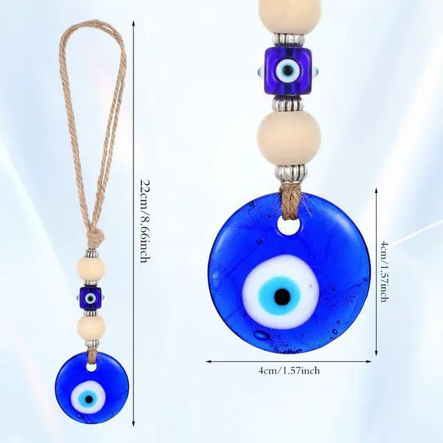 Alt view image 2 of 7 - Evil Eye Car Hanging Ornament, Classic Blue Evil Eye Beaded Charms Rear View Mirror Pendent Decor Car Accessories for Window Door Wall