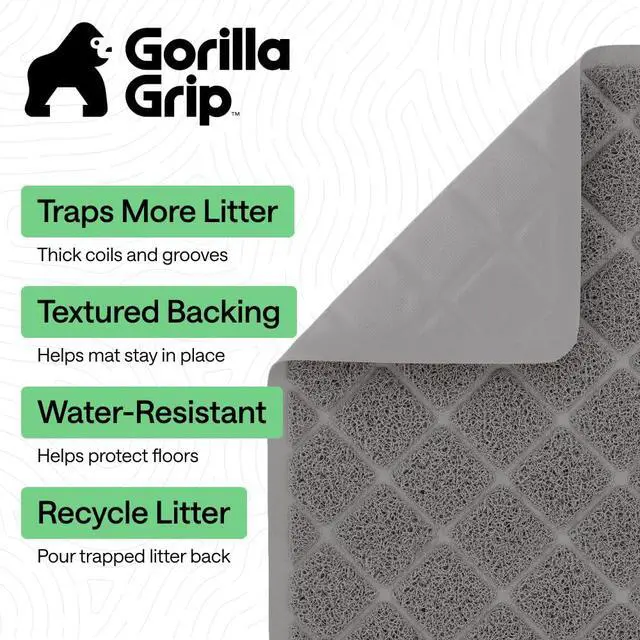 Alt view image 2 of 7 - Cat Litter Box Mat, 35x23, Cushioned Coil Mesh Litter Trapping Mats, Scatter Control Supplies for Less Mess, Phthalate Free, Ultra Deep Catch Grooves, Rinse or Vacuum to Clean, Gray