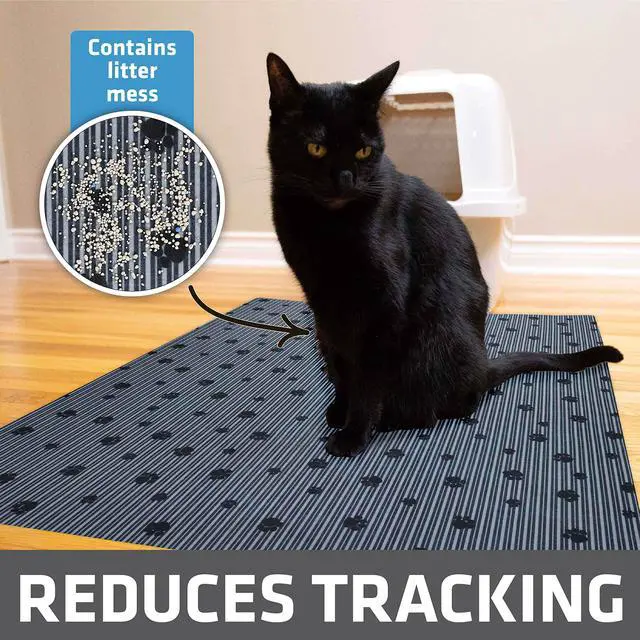 Alt view image 2 of 7 - Cat Litter Box Mat, Litter Trapping Mat, Waterproof, Urine-Proof, Absorbent, Machine Washable, Soft on Paws, Contains Mess, Protects Floors, Kitten Supplies, Dark Grey, 28x36 XL