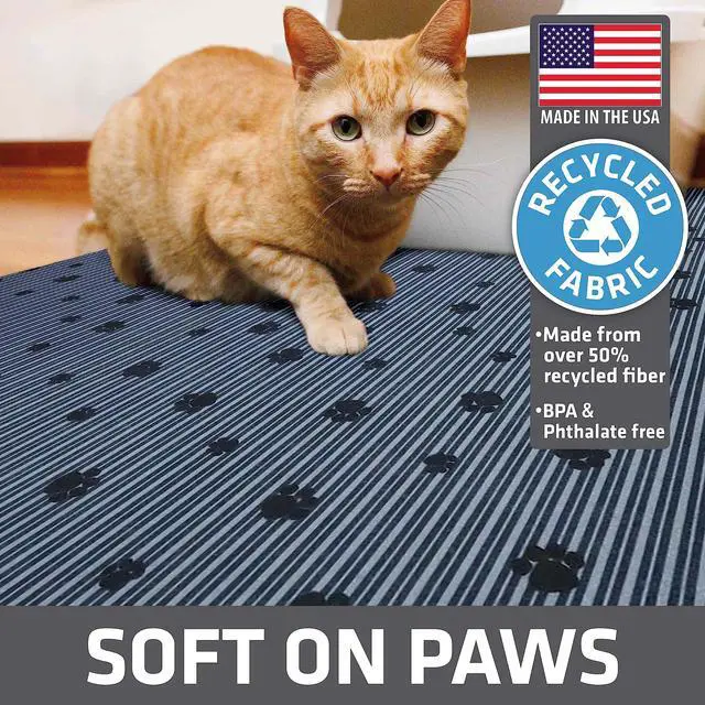 Alt view image 4 of 7 - Cat Litter Box Mat, Litter Trapping Mat, Waterproof, Urine-Proof, Absorbent, Machine Washable, Soft on Paws, Contains Mess, Protects Floors, Kitten Supplies, Gray, 20x28