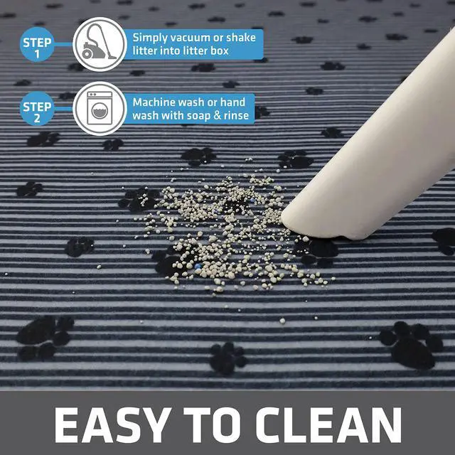 Alt view image 5 of 7 - Cat Litter Box Mat, Litter Trapping Mat, Waterproof, Urine-Proof, Absorbent, Machine Washable, Soft on Paws, Contains Mess, Protects Floors, Kitten Supplies, Dark Grey, 28x36 XL