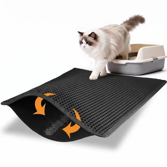 Main image of Cat Litter Mat Double Layer Waterproof Urine Proof Trapping Mat 1 Pack (Black, 30x24 Inch (Pack of 1))