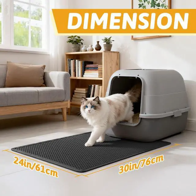 Alt view image 2 of 7 - Cat Litter Mat Double Layer Waterproof Urine Proof Trapping Mat 1 Pack (Black, 30x24 Inch (Pack of 1))