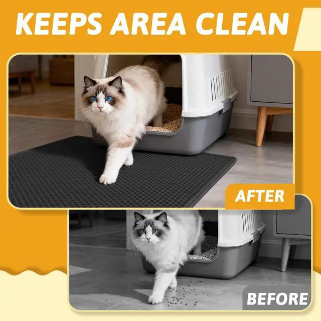 Alt view image 5 of 7 - Cat Litter Mat Double Layer Waterproof Urine Proof Trapping Mat 1 Pack (Black, 30x24 Inch (Pack of 1))