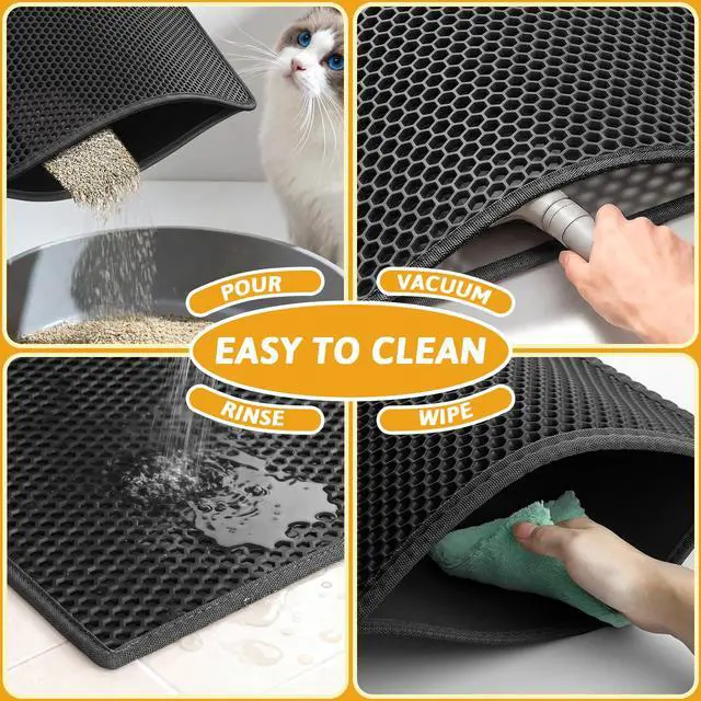 Alt view image 6 of 7 - Cat Litter Mat Double Layer Waterproof Urine Proof Trapping Mat 1 Pack (Black, 30x24 Inch (Pack of 1))