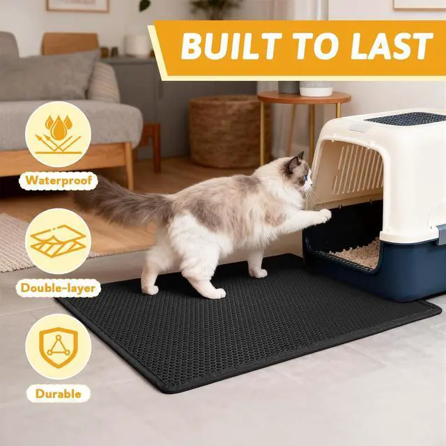 Alt view image 7 of 7 - Cat Litter Mat Double Layer Waterproof Urine Proof Trapping Mat 1 Pack (Black, 30x24 Inch (Pack of 1))