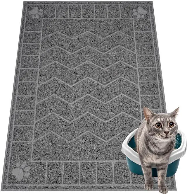 Main image of Cat Litter Box Mat, 35" x 24" Large Kitty Litter Trapping Mat Keep Floor Clean, Litter Box Mat Scatter Control, Waterproof, Easy to Clean, Durable Large Size Litter Mats for Floor