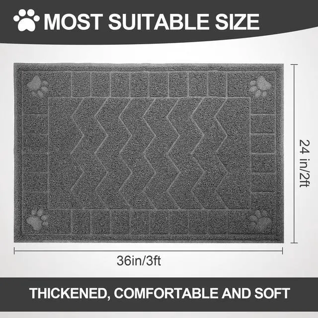 Alt view image 2 of 7 - Cat Litter Box Mat, 35" x 24" Large Kitty Litter Trapping Mat Keep Floor Clean, Litter Box Mat Scatter Control, Waterproof, Easy to Clean, Durable Large Size Litter Mats for Floor