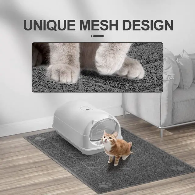Alt view image 4 of 7 - Cat Litter Box Mat, 35" x 24" Large Kitty Litter Trapping Mat Keep Floor Clean, Litter Box Mat Scatter Control, Waterproof, Easy to Clean, Durable Large Size Litter Mats for Floor