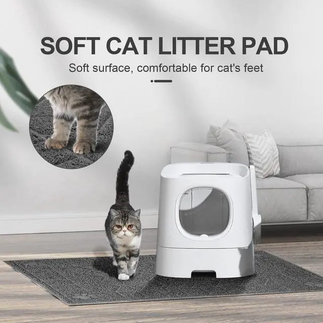 Alt view image 5 of 7 - Cat Litter Box Mat, 35" x 24" Large Kitty Litter Trapping Mat Keep Floor Clean, Litter Box Mat Scatter Control, Waterproof, Easy to Clean, Durable Large Size Litter Mats for Floor