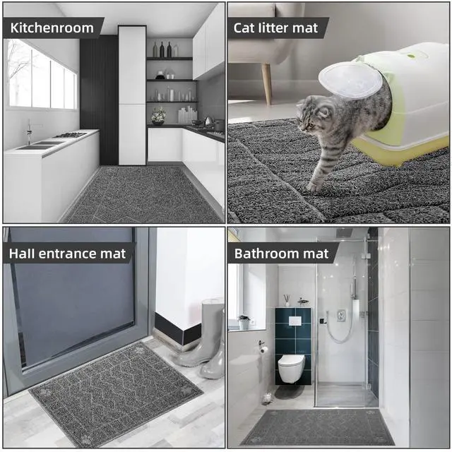 Alt view image 7 of 7 - Cat Litter Box Mat, 35" x 24" Large Kitty Litter Trapping Mat Keep Floor Clean, Litter Box Mat Scatter Control, Waterproof, Easy to Clean, Durable Large Size Litter Mats for Floor