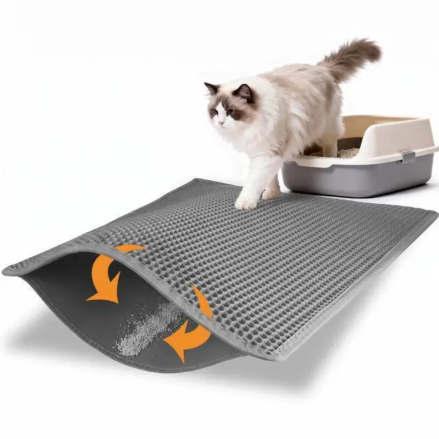 Main image of Cat Litter Mat Double Layer Waterproof Urine Proof Trapping Mat 1 Pack (Gray, 30x24 Inch (Pack of 1))