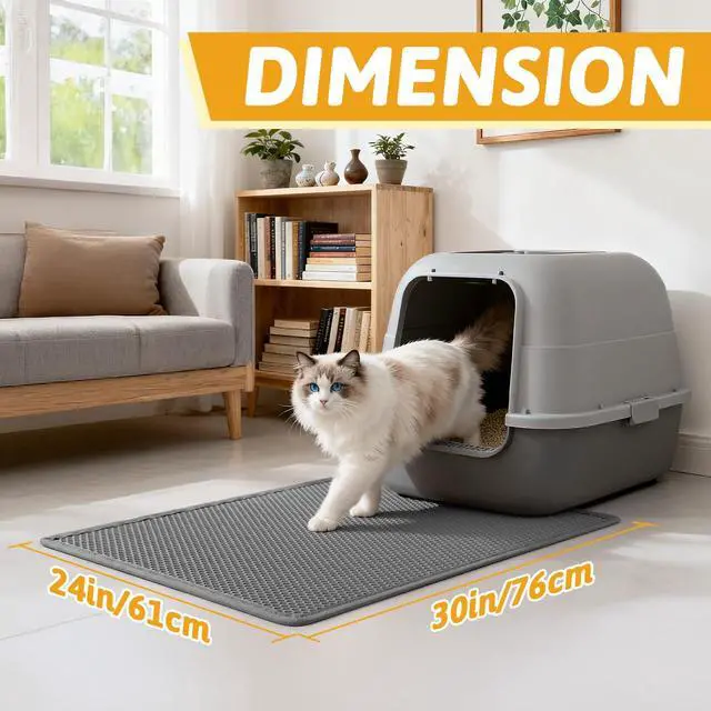 Alt view image 2 of 7 - Cat Litter Mat Double Layer Waterproof Urine Proof Trapping Mat 1 Pack (Gray, 30x24 Inch (Pack of 1))