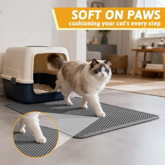 Alt view image 4 of 7 - Cat Litter Mat Double Layer Waterproof Urine Proof Trapping Mat 1 Pack (Gray, 30x24 Inch (Pack of 1))