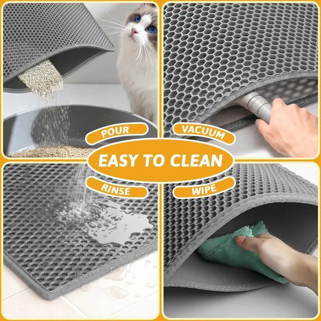 Alt view image 6 of 7 - Cat Litter Mat Double Layer Waterproof Urine Proof Trapping Mat 1 Pack (Gray, 30x24 Inch (Pack of 1))