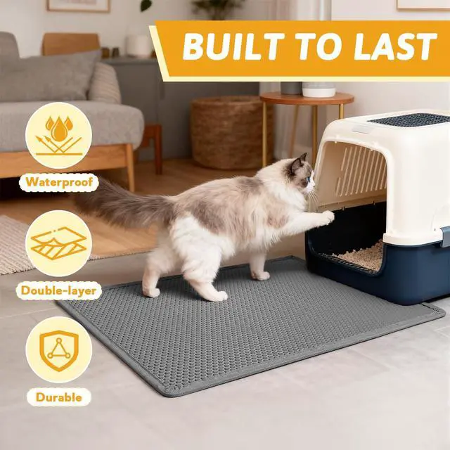 Alt view image 7 of 7 - Cat Litter Mat Double Layer Waterproof Urine Proof Trapping Mat 1 Pack (Gray, 30x24 Inch (Pack of 1))