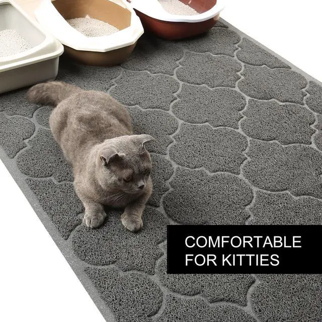 Alt view image 7 of 7 - LittleTiger Cat Litter Mat, XL Super Size, Phthalate Free, Easy to Clean, 46x35 Inches, Durable, Soft on Paws, Large Litter Mat.