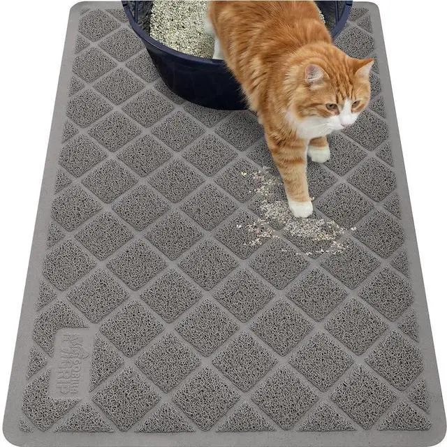 Main image of Cat Litter Box Mat, 35x23, Cushioned Coil Mesh Litter Trapping Mats, Scatter Control Supplies for Less Mess, Phthalate Free, Ultra Deep Catch Grooves, Rinse or Vacuum to Clean, Gray