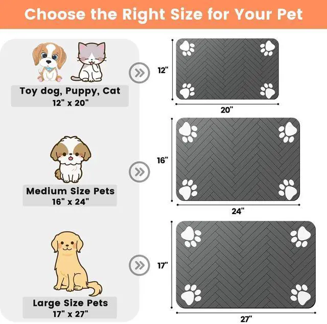 Alt view image 6 of 7 - Pet Feeding Mat-Absorbent Pet Placemat for Food and Water Bowl, with Waterproof Rubber Backing, Quick Dry Water Dispenser Mat for Dog and Cat (20"x12", Striped Dark Gray)