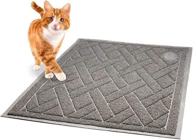 Alt view image 2 of 7 - Cat Litter Mat, Patented Design with Litter Lock Mesh, Extra Large, Durable, Easy to Clean, Soft, Fits Under Litter Box, Litter Free Floors, Gray