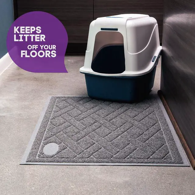 Alt view image 3 of 7 - Cat Litter Mat, Patented Design with Litter Lock Mesh, Extra Large, Durable, Easy to Clean, Soft, Fits Under Litter Box, Litter Free Floors, Gray