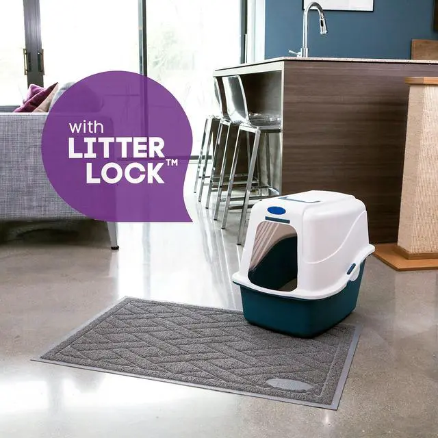 Alt view image 5 of 7 - Cat Litter Mat, Patented Design with Litter Lock Mesh, Extra Large, Durable, Easy to Clean, Soft, Fits Under Litter Box, Litter Free Floors, Gray