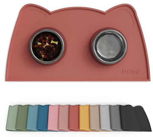 Main image of - Cat Food Mat, Silicone Pet Feeding Mat for Floor Non-Skid Waterproof Dog Water Bowl Tray, Easy to Clean Pet Placemat (Erythrinus, 18 * 9.8'')