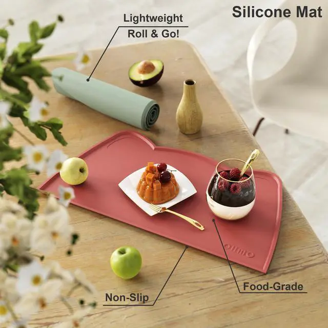 Alt view image 5 of 7 - - Cat Food Mat, Silicone Pet Feeding Mat for Floor Non-Skid Waterproof Dog Water Bowl Tray, Easy to Clean Pet Placemat (Erythrinus, 18 * 9.8'')