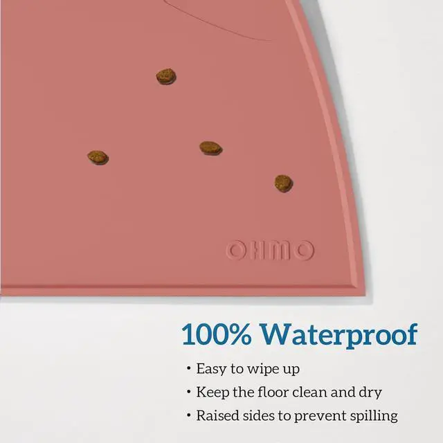 Alt view image 6 of 7 - - Cat Food Mat, Silicone Pet Feeding Mat for Floor Non-Skid Waterproof Dog Water Bowl Tray, Easy to Clean Pet Placemat (Erythrinus, 18 * 9.8'')