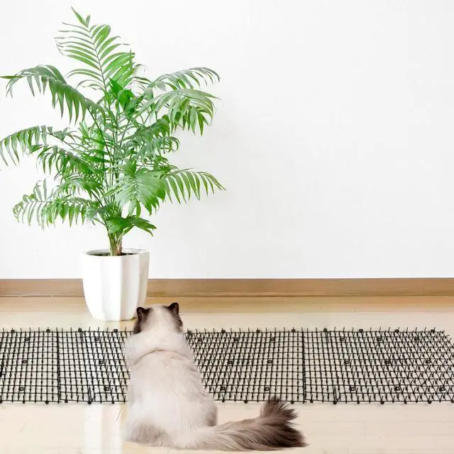 Alt view image 2 of 7 - 15 PCS Cat Scat Mat with Spikes 16 x 12'' Cat Deterrent Outdoor Scat Mats for Cats and Dogs Cat Spikes for Garden Fence Indoor Furniture Cat Deterrent Mat with 10 Staples