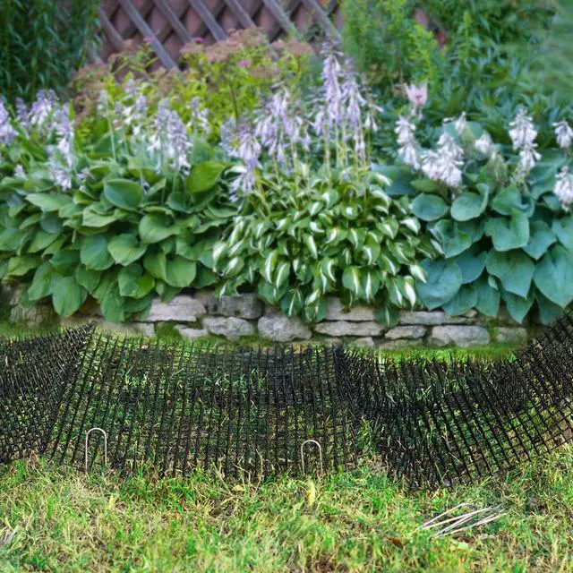 Alt view image 3 of 7 - 15 PCS Cat Scat Mat with Spikes 16 x 12'' Cat Deterrent Outdoor Scat Mats for Cats and Dogs Cat Spikes for Garden Fence Indoor Furniture Cat Deterrent Mat with 10 Staples