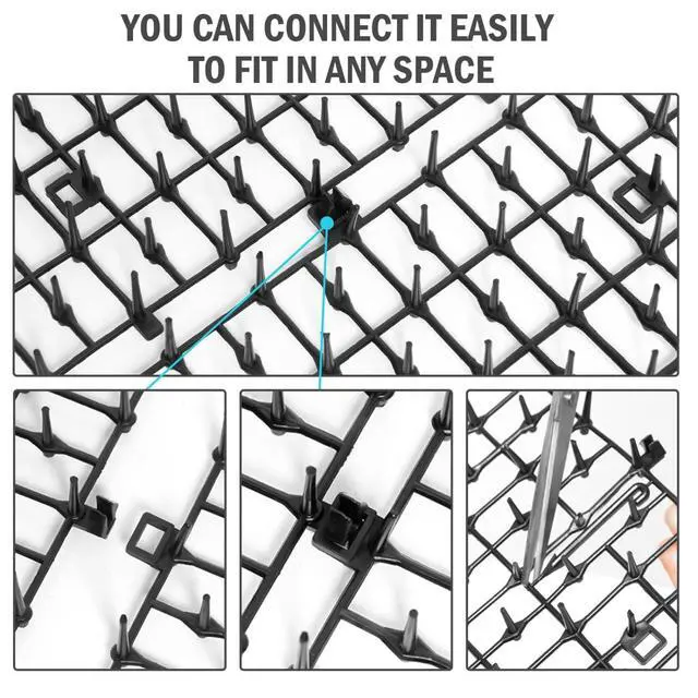 Alt view image 7 of 7 - 15 PCS Cat Scat Mat with Spikes 16 x 12'' Cat Deterrent Outdoor Scat Mats for Cats and Dogs Cat Spikes for Garden Fence Indoor Furniture Cat Deterrent Mat with 10 Staples