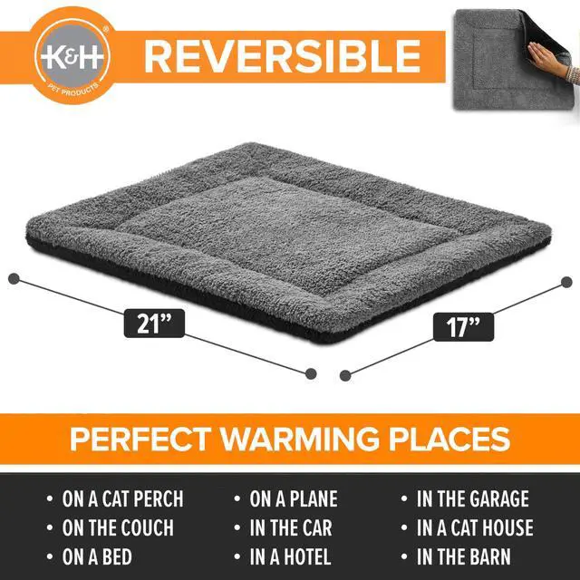 Alt view image 2 of 7 - Warming Cat Bed Pad, Self Heating Pad for Outdoor Cat Houses, Warming Mat for Indoor Pet Beds & Furniture, Reversible Blanket, Machine Washable - Small 21 X 17in Gray/ Black