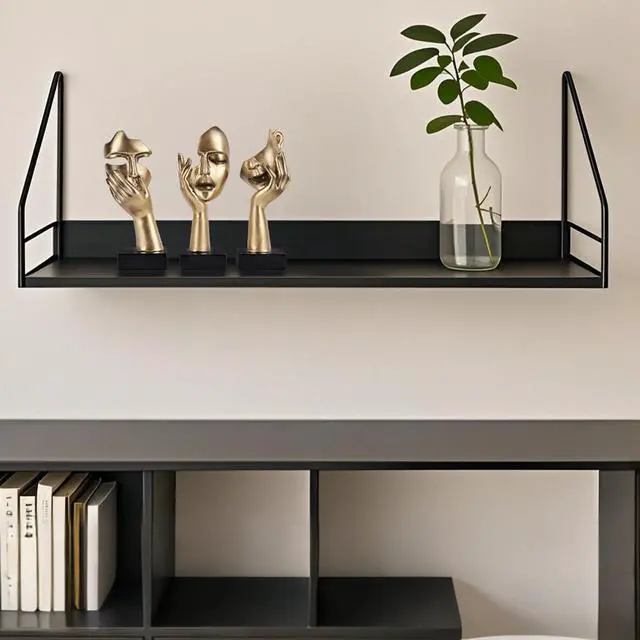 Alt view image 2 of 7 - 3 Pcs Thinker Small Statue Set - Black Gold Home Decor Abstract Art Figurines for Shelves, Living Room Coffee Table, Office Desktop (3 Pcs Gold, 6")