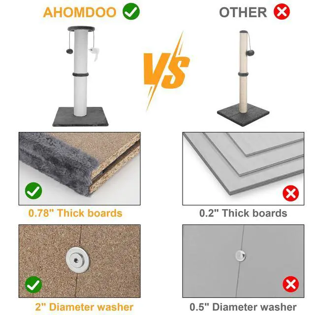 Alt view image 6 of 7 - Cat Scratching Post 34 Inches Heavy Duty and Thicker Cat Scratching Post Cotton Rope with Hanging Ball and Mice Scratching Post for Indoor Cats and Adult(Grey)