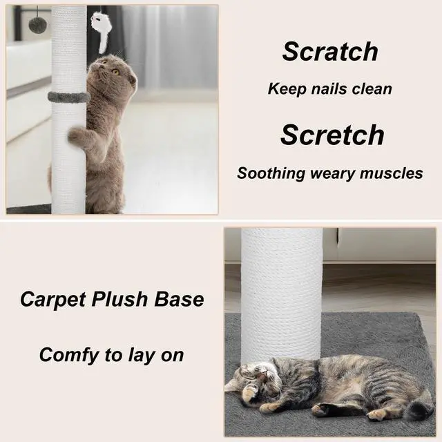 Alt view image 7 of 7 - Cat Scratching Post 34 Inches Heavy Duty and Thicker Cat Scratching Post Cotton Rope with Hanging Ball and Mice Scratching Post for Indoor Cats and Adult(Grey)