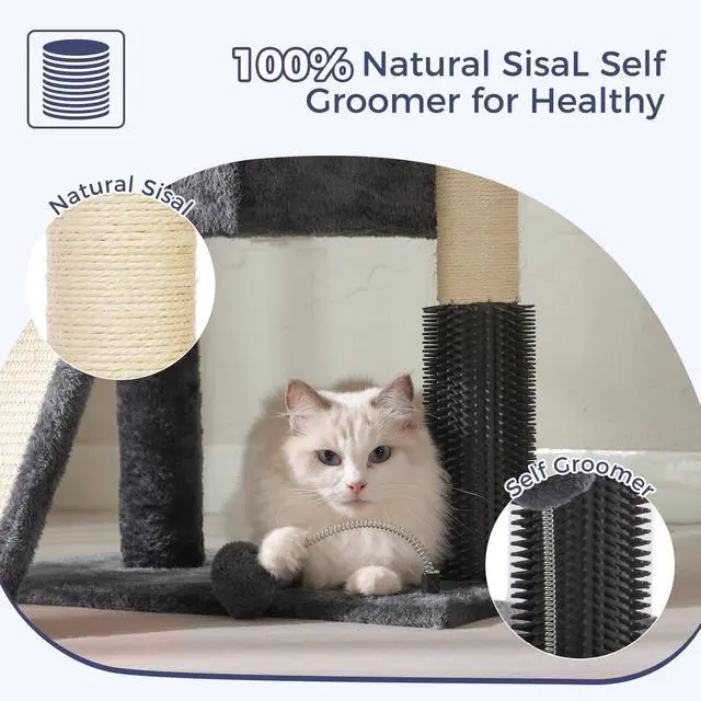 Alt view image 5 of 7 - Small Cat Tree 28Cat Tower with Top Large Bed 20x13-Dark Grey
