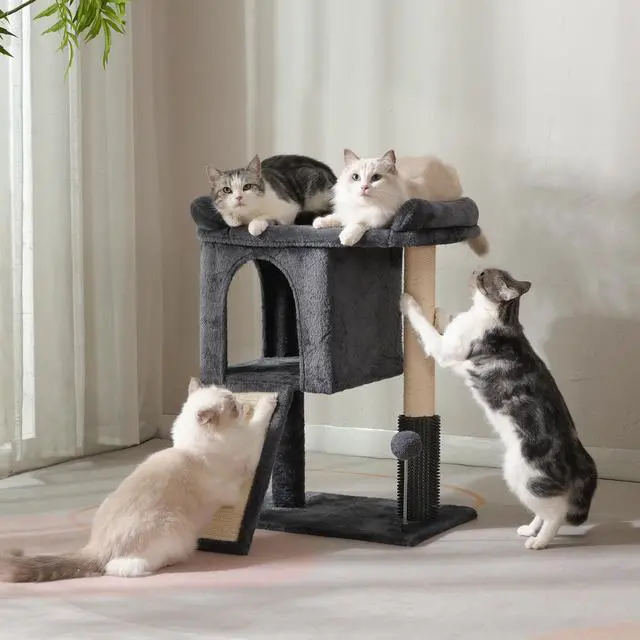 Alt view image 7 of 7 - Small Cat Tree 28Cat Tower with Top Large Bed 20x13-Dark Grey