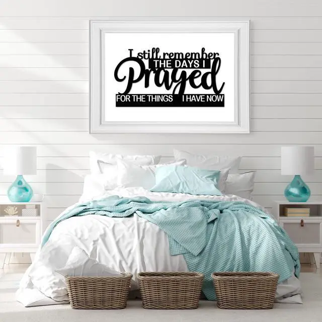 Alt view image 6 of 7 - I Still Remember The Days I Prayed Sign Inspirational Table Blessed Signs Motivational Decor Farmhouse Table Home Centerpieces Faith Wooden Shelf for Living Room Office(Classic Style)
